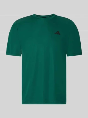 męski t-shirt o kroju regular fit z nadruk z logo model 'WE BAS T' Adidas Ciemnozielony