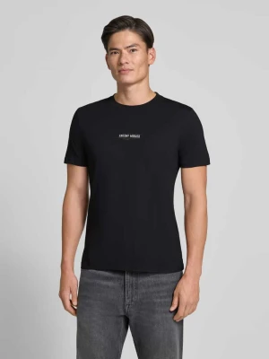 męski t-shirt o kroju regular fit z nadrukiem z logo Antony Morato Czarny