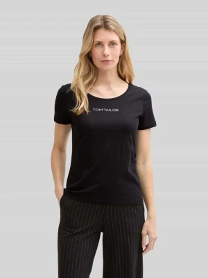 męski t-shirt o kroju regular fit z napisem z logo Tom Tailor