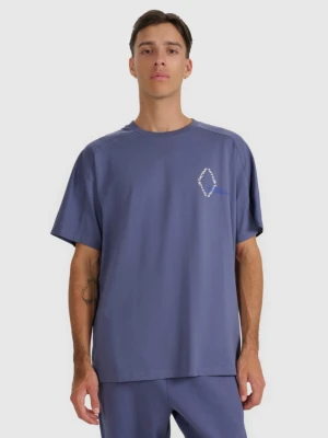 Męski t-shirt oversize z nadrukiem 4F 4FWAW25TTSHM2401 - niebieski