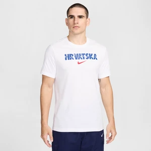 Męski T-shirt piłkarski Nike Chorwacja Crest - Biel