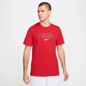 Męski T-shirt piłkarski Nike Polska Crest - Czerwony