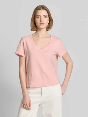 męski t-shirt w kroju regular fit z mieszanki bawełny i lnu Tommy Hilfiger