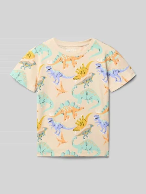 męski t-shirt w kroju regular fit z nadrukiem z motywem na całej powierzchni BLUE SEVEN