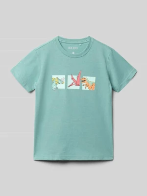 męski t-shirt w kroju regular fit z nadrukiem z motywem na całej powierzchni BLUE SEVEN