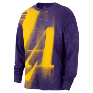 Męski T-shirt z długim rękawem do koszykówki Los Angeles Lakers Essential Anthem - Fiolet Nike