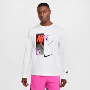 Męski T-shirt z długim rękawem do koszykówki Nike - Biel