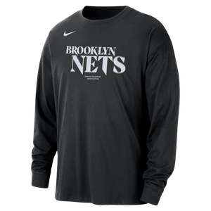 Męski T-shirt z długim rękawem Nike NBA Brooklyn Nets Courtside - Czerń