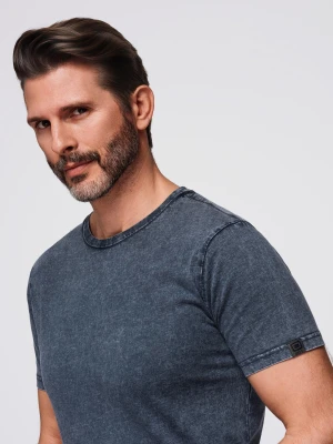 Zdjęcie produktu Męski t-shirt z efektem sprania – granatowy V2 - Rozmiar: M Ombre Clothing