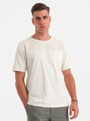 Męski t-shirt z kieszonką LOOSE FIT – biały V8 - Rozmiar: XXL Ombre Clothing