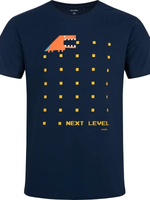 Męski t-shirt z krótkim rękawem, z motywem komputerowym, granatowy Endo