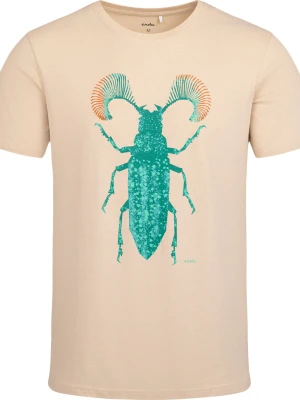 Męski t-shirt z krótkim rękawem, z motywem owada, beżowy Endo