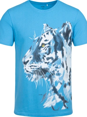 Męski t-shirt z krótkim rękawem, z tygrysem, niebieski Endo