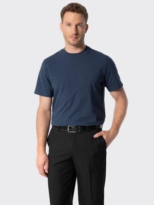 Męski T-shirt z merceryzowaną bawełną granatowy Wittchen