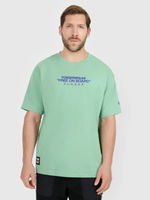 Męski t-shirt z nadrukiem 4F 4FRAW25TTSHM3479 - turkusowy