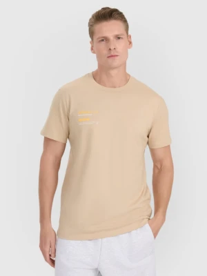 Męski t-shirt z nadrukiem 4F 4FRSS25TTSHM2848 - brązowy