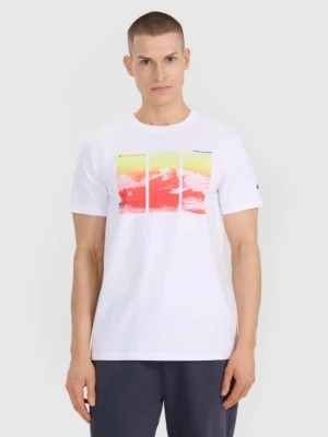 Męski t-shirt z nadrukiem 4F 4FRSS25TTSHM2995 - biały