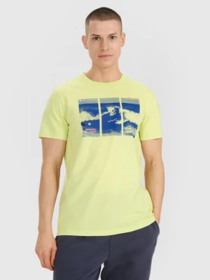 Męski t-shirt z nadrukiem 4F 4FRSS25TTSHM2995 - zielony