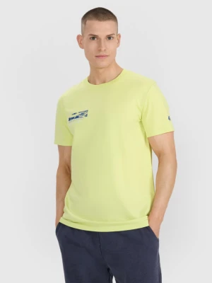 Męski t-shirt z nadrukiem 4F 4FRSS25TTSHM2996 - żółty