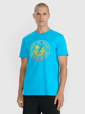 Męski t-shirt z nadrukiem 4F 4FRSS25TTSHM3156 - niebieski