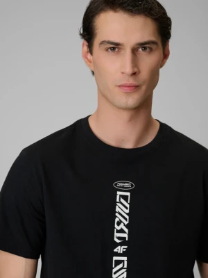 Męski t-shirt z nadrukiem 4F 4FRSS26TTSHM3771 - czarny