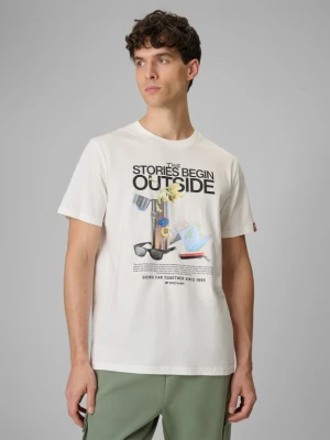 Męski t-shirt z nadrukiem 4F 4FRSS26TTSHM3811 - biały