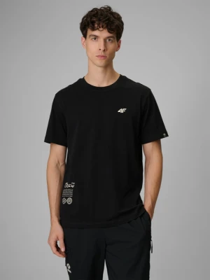 Męski t-shirt z nadrukiem 4F 4FRSS26TTSHM3814 - czarny