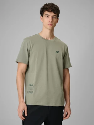 Męski t-shirt z nadrukiem 4F 4FRSS26TTSHM3814 - oliwkowy