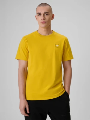 Męski t-shirt z nadrukiem 4F 4FRSS26TTSHM3873 - żółty