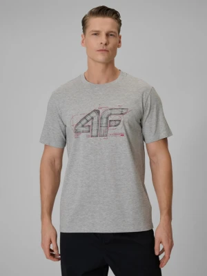 Męski t-shirt z nadrukiem 4F 4FRSS26TTSHM3989 - szary