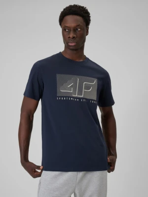 Męski t-shirt z nadrukiem 4F 4FRSS26TTSHM3991 - granatowy