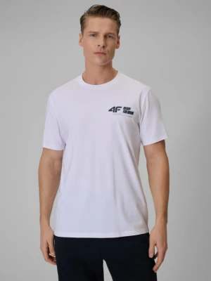 Męski t-shirt z nadrukiem 4F 4FRSS26TTSHM3992 - biały