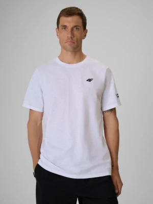 Męski t-shirt z nadrukiem 4F 4FRSS26TTSHM3994 - biały