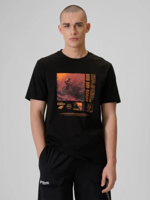 Męski t-shirt z nadrukiem 4F 4FRSS26TTSHM4001 - czarny