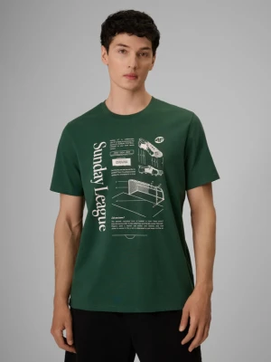 Męski t-shirt z nadrukiem 4F 4FRSS26TTSHM4008 - zielony