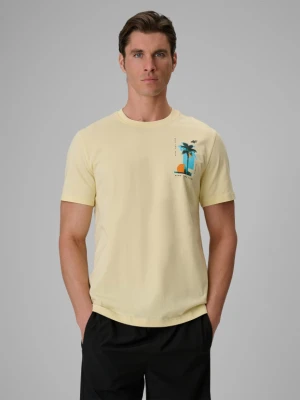 Męski t-shirt z nadrukiem 4F 4FRSS26TTSHM4301 - żółty