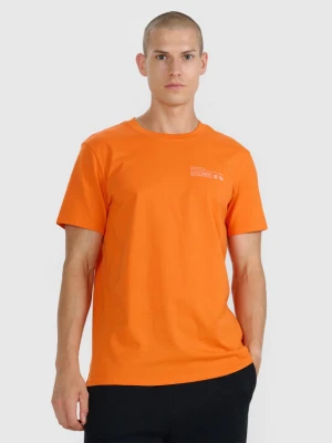 Męski t-shirt z nadrukiem 4F 4FWAW25TTSHM2372 - pomarańczowy