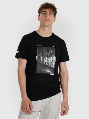 Męski t-shirt z nadrukiem 4F 4FWAW25TTSHM3121 - czarny