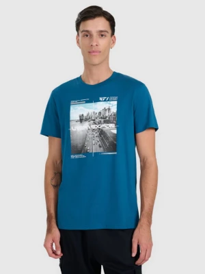 Męski t-shirt z nadrukiem 4F 4FWAW25TTSHM3124 - niebieski