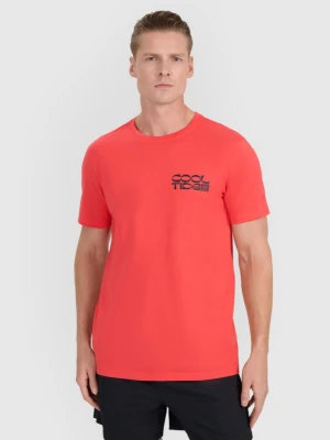 Męski t-shirt z nadrukiem 4F 4FWSS25TTSHM1984 - pomarańczowy