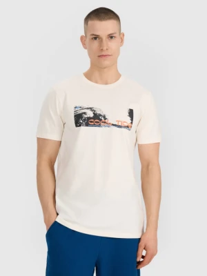 Męski t-shirt z nadrukiem 4F 4FWSS25TTSHM2030 - biały