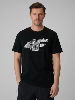 Męski t-shirt z nadrukiem 4F 4FWSS26TTSHM2659 - czarny