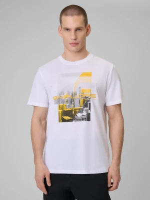 Męski t-shirt z nadrukiem 4F 4FWSS26TTSHM2660 - biały