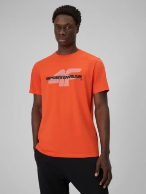 Męski t-shirt z nadrukiem 4F 4FWSS26TTSHM2666 - pomarańczowy