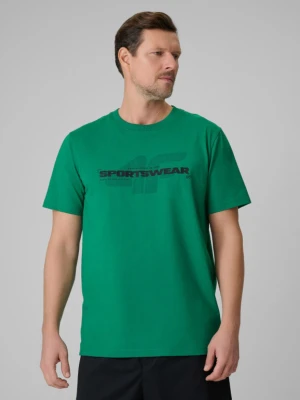 Męski t-shirt z nadrukiem 4F 4FWSS26TTSHM2666 - zielony