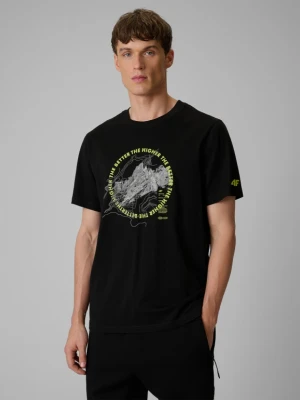 Męski t-shirt z nadrukiem 4F 4FWSS26TTSHM2822 - czarny