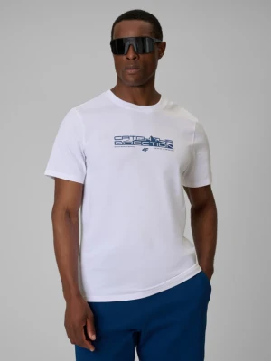 Męski t-shirt z nadrukiem 4F 4FWSS26TTSHM2824 - biały