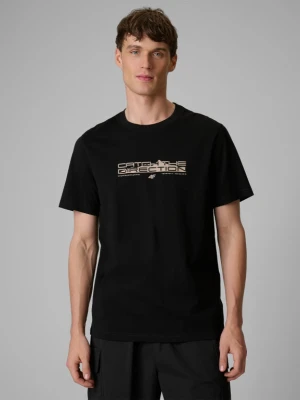 Męski t-shirt z nadrukiem 4F 4FWSS26TTSHM2824 - czarny