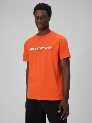 Męski t-shirt z nadrukiem 4F 4FWSS26TTSHM3033 - pomarańczowy