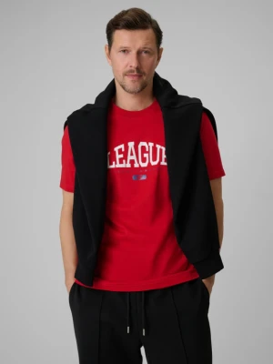 Męski t-shirt z nadrukiem 4F 4FWSS26TTSHM3326 - czerwony